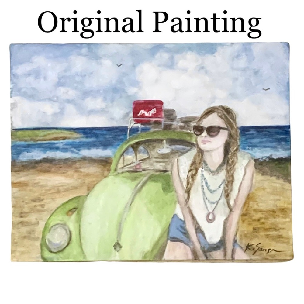 HAND CRAFTED ⭐️HP! Original Acrylic “Beach Bug” in Impressionism style